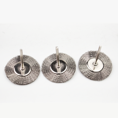 Stainless Steel Small Wheel Brush with Handle | Crimped Wire for Cleaning, Deburring and Surface Polishing