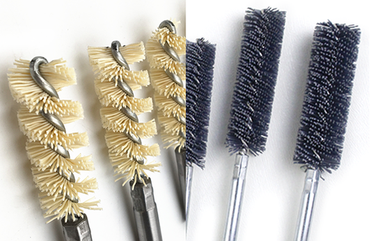 Comparison Diagram: Double Helix vs. Single Helix Abrasive Inner Hole Brushes