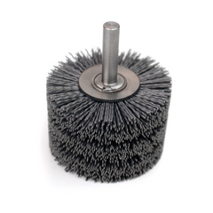 Silicon Carbide Abrasive Filament Stacked Wheel Brush with Handle | Crimped Construction for Cleaning, Deburring and Surface Polishing
