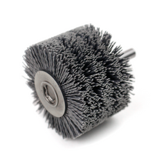 Silicon Carbide Abrasive Filament Stacked Wheel Brush with Handle | Crimped Construction for Cleaning, Deburring and Surface Polishing