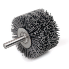 Silicon Carbide Abrasive Filament Stacked Wheel Brush with Handle | Crimped Construction for Cleaning, Deburring and Surface Polishing