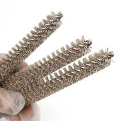 Double spiral AO abrasive tube brush for industrial deburring