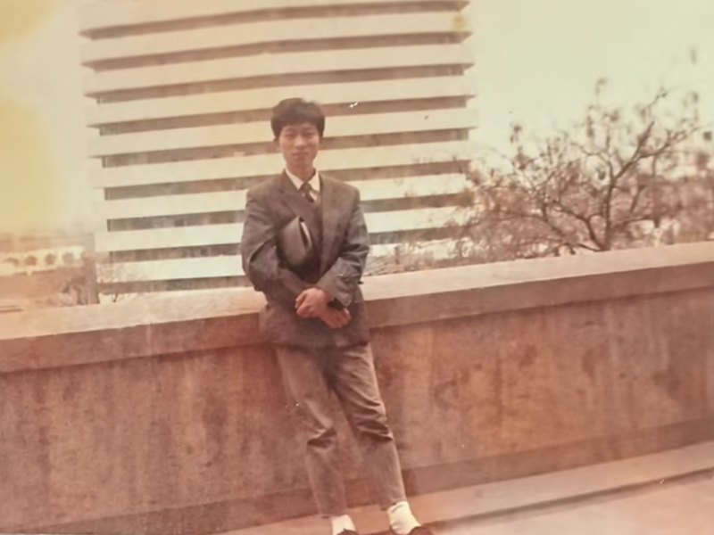 Vintage photo of the LG Brush founder in a suit