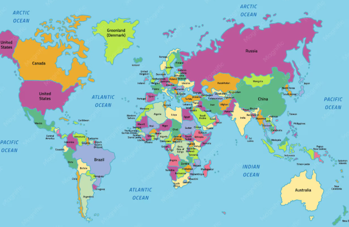 World map showing export markets served by LG Brush